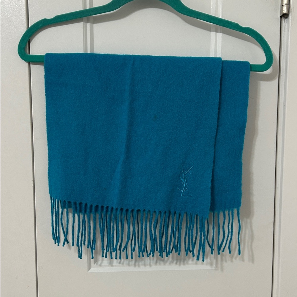 Yves Saint Laurent Teal Blue Scarf Wrap